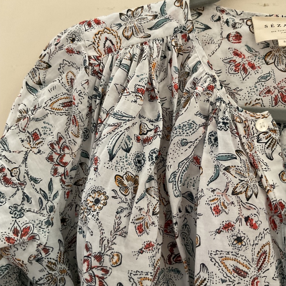 Sezane Flowy cotton blouse size EU36  very good condition - Picture 3 of 11